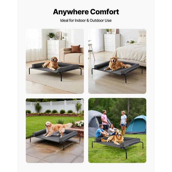Elevated Cooling Dog Bed with Headrest - Gray, XL - Image 3