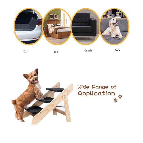 Foldable 3-Step Wood Dog Stairs - Gray Wood - Image 5