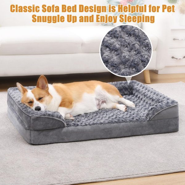 Washable Supportive Dog Sofa Bed - Gray, XL - Image 4