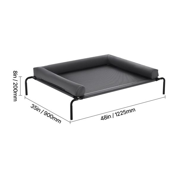 Elevated Cooling Dog Bed with Headrest - Gray, XL - Image 4