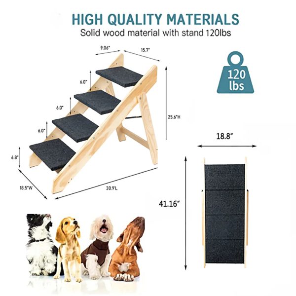 Foldable 3-Step Wood Dog Stairs - Gray Wood - Image 8