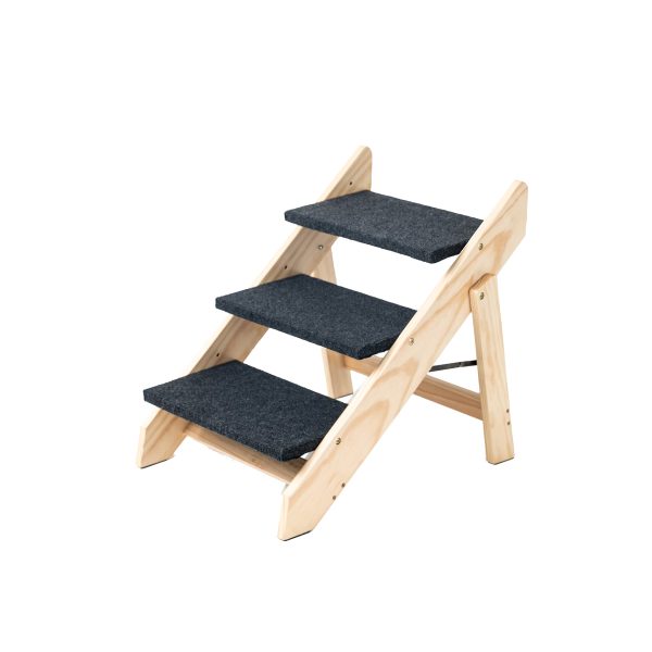 Foldable 3-Step Wood Dog Stairs - Gray Wood - Image 9
