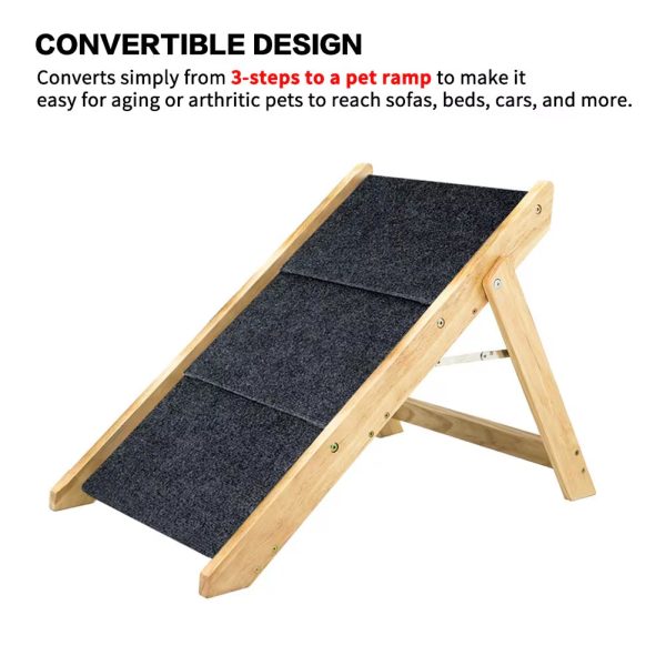 Foldable 3-Step Wood Dog Stairs - Gray Wood - Image 7